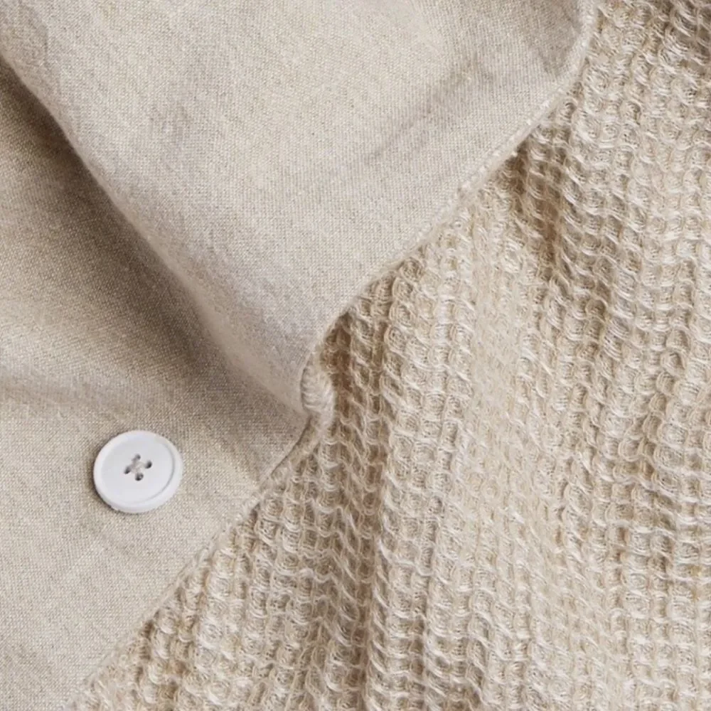 Parachute Honeycomb Linen Blend Duvet Cover in Beige/Cream | Full/Queen